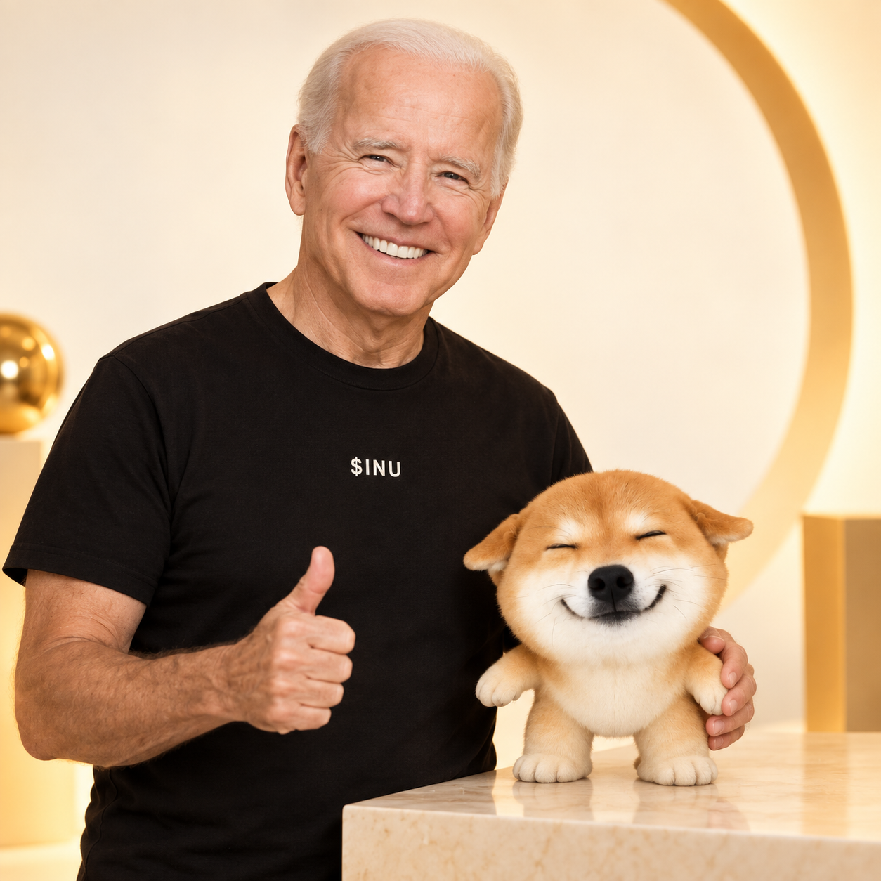 Joe Biden with MINI INU