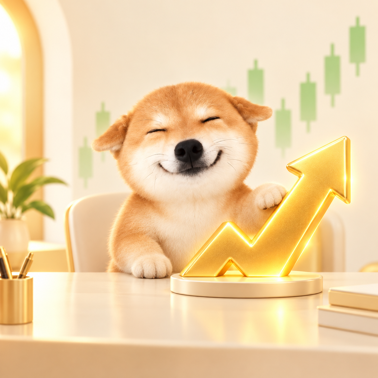 MINI INU and a golden arrow